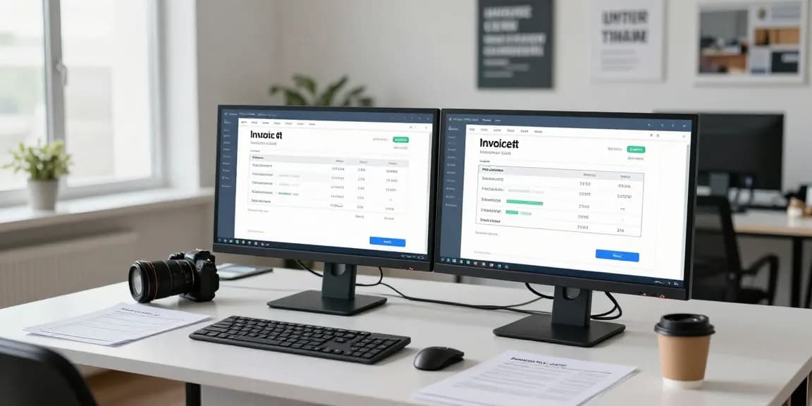 Detect fraud invoice analysis in a modern office environment with AI tools and digital dashboards