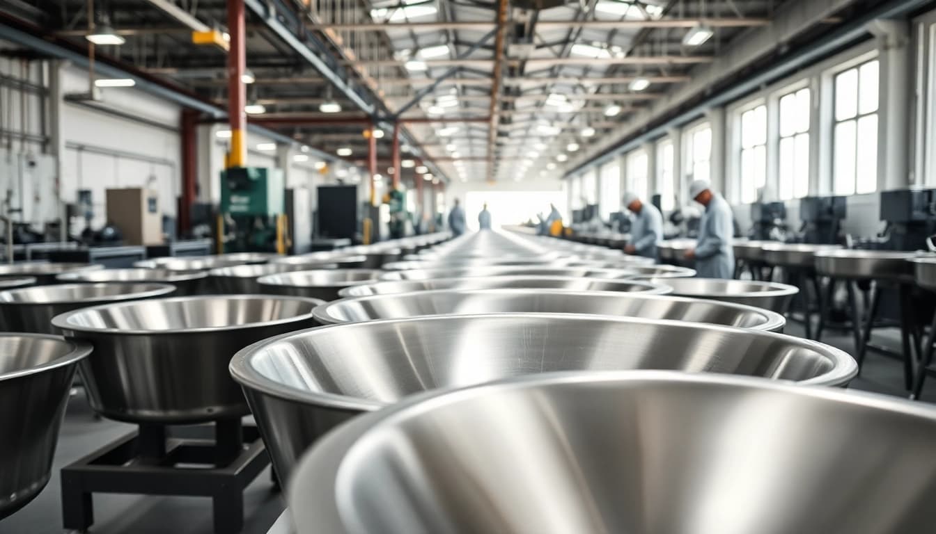 Explore the stainless steel basin factory showcasing high-quality manufacturing processes.