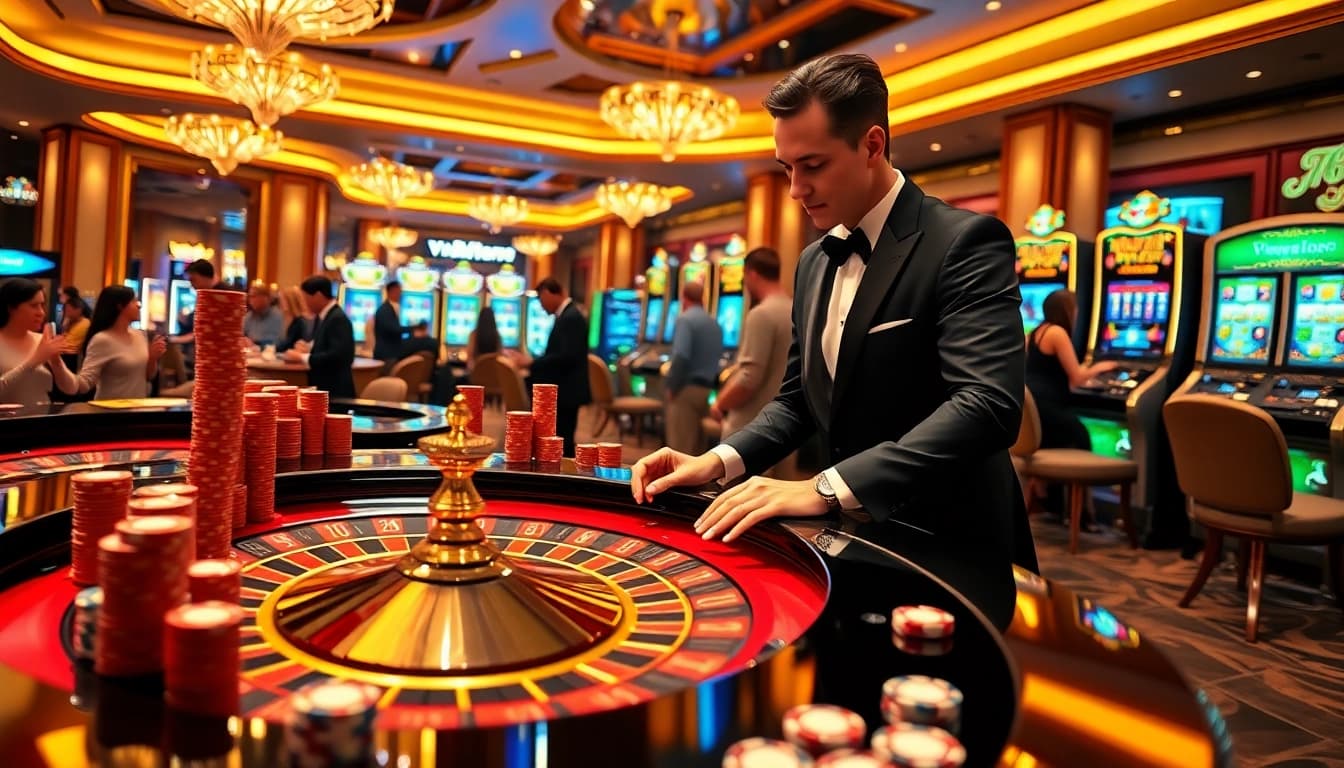 Experience the excitement of gaming at trang chủ 88i with a luxurious roulette table and eager players.
