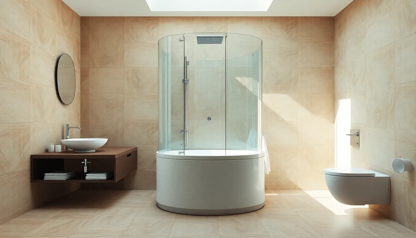 Erleben Sie die sonni Duschkabine in einem modernen, eleganten Badezimmer-Design.