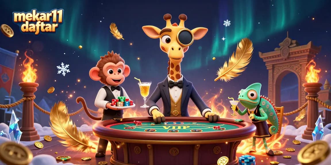 Experience thrilling gameplay with mekar11 daftar featuring a high-roller giraffe at a vibrant casino scene.