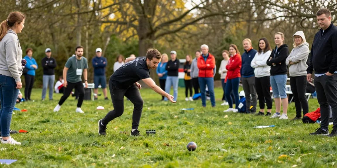 Permainan petanque yang seru di fopikotatomohon.org dengan banyak peserta dan penonton.