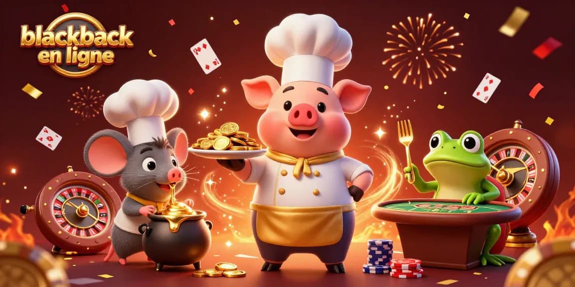 Jouez au blackjack en ligne dans un casino virtuel, avec des jetons et des cartes éparpillés.
