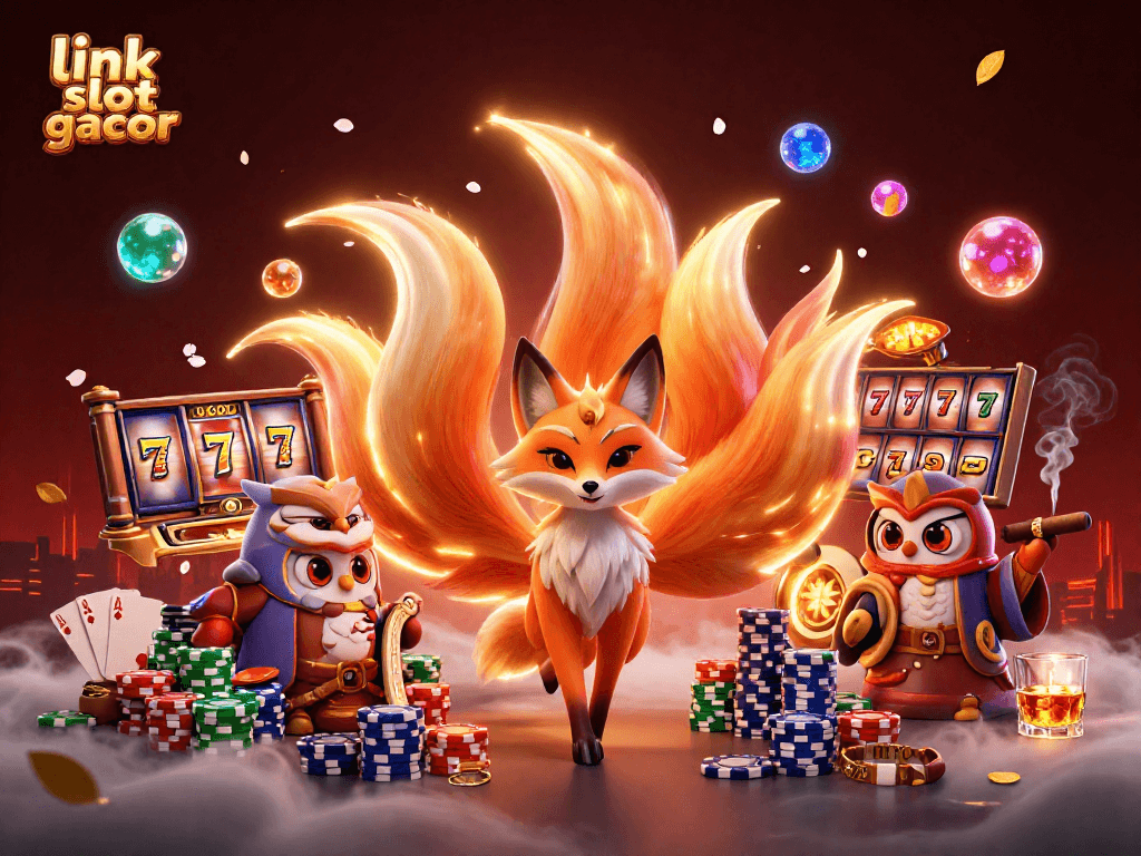 Engage with the excitement of link slot gacor in this vibrant 3D illustration showcasing colorful characters and dynamic gaming elements.