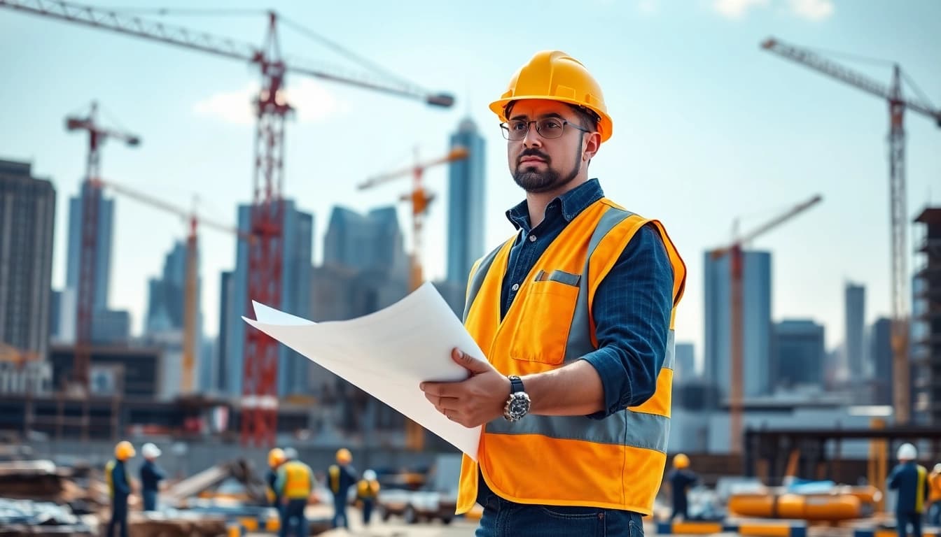 Leading New Jersey General Contractor managing an active construction site in a vibrant urban environment.