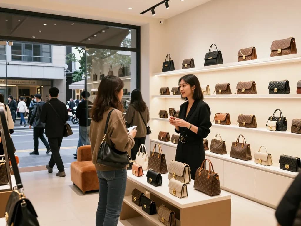 Engaging customer experience at a 레플리카 쇼핑몰 featuring stylish replica items in an inviting retail environment.