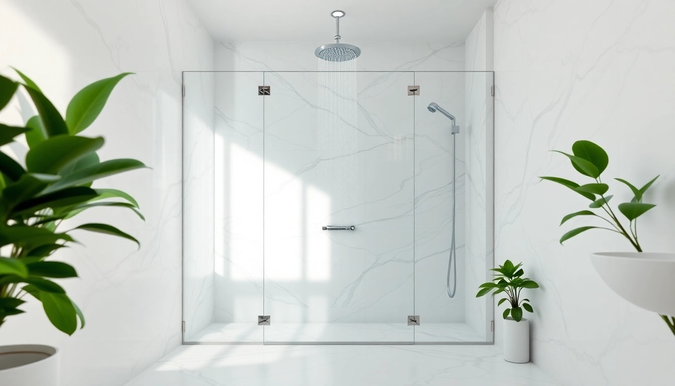 Experience elegant showers Australia with a luxurious rainfall fixture and marble decor.