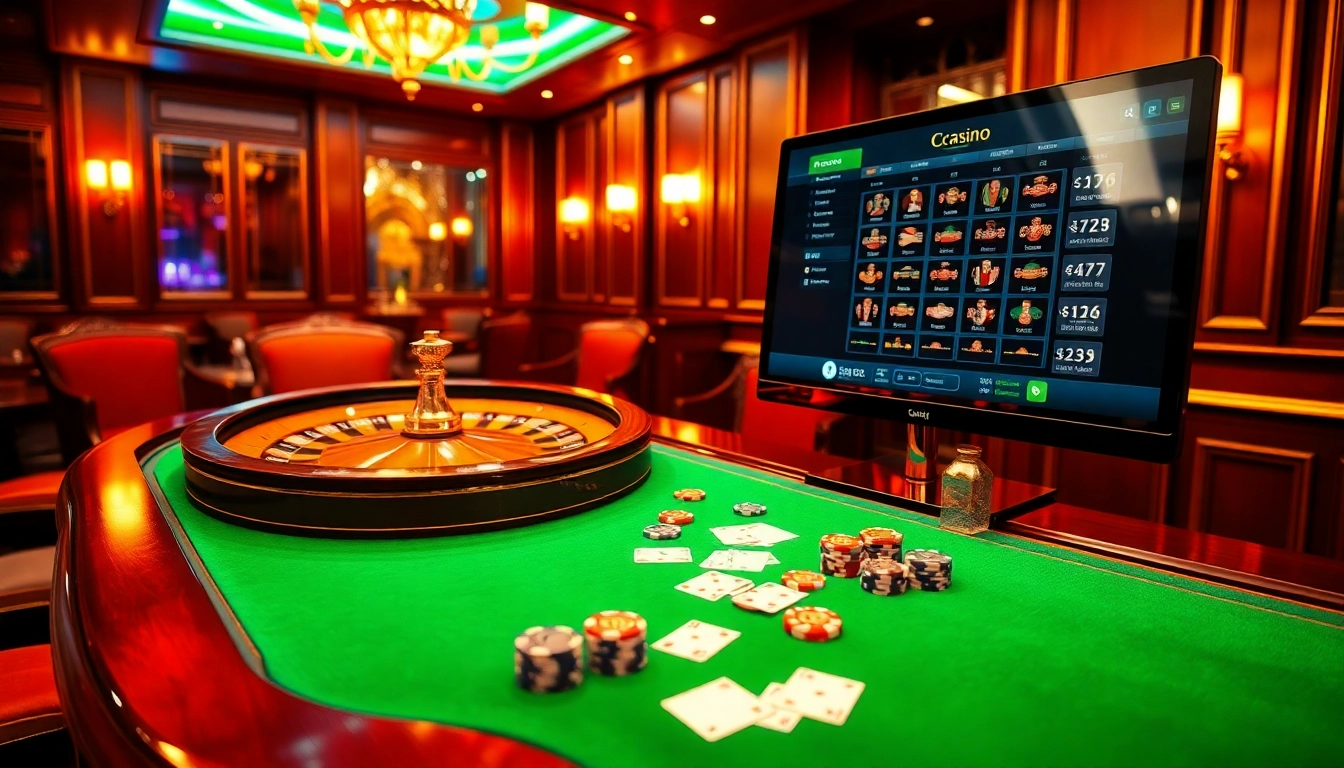 Vivez l'excitation du casino en ligne France avec des jetons de poker vibrants et une roue de roulette.
