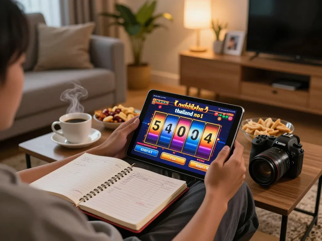 Engaging gaming moment at home with slot thailand no 1 displayed on tablet, emphasizing strategic bankroll management.