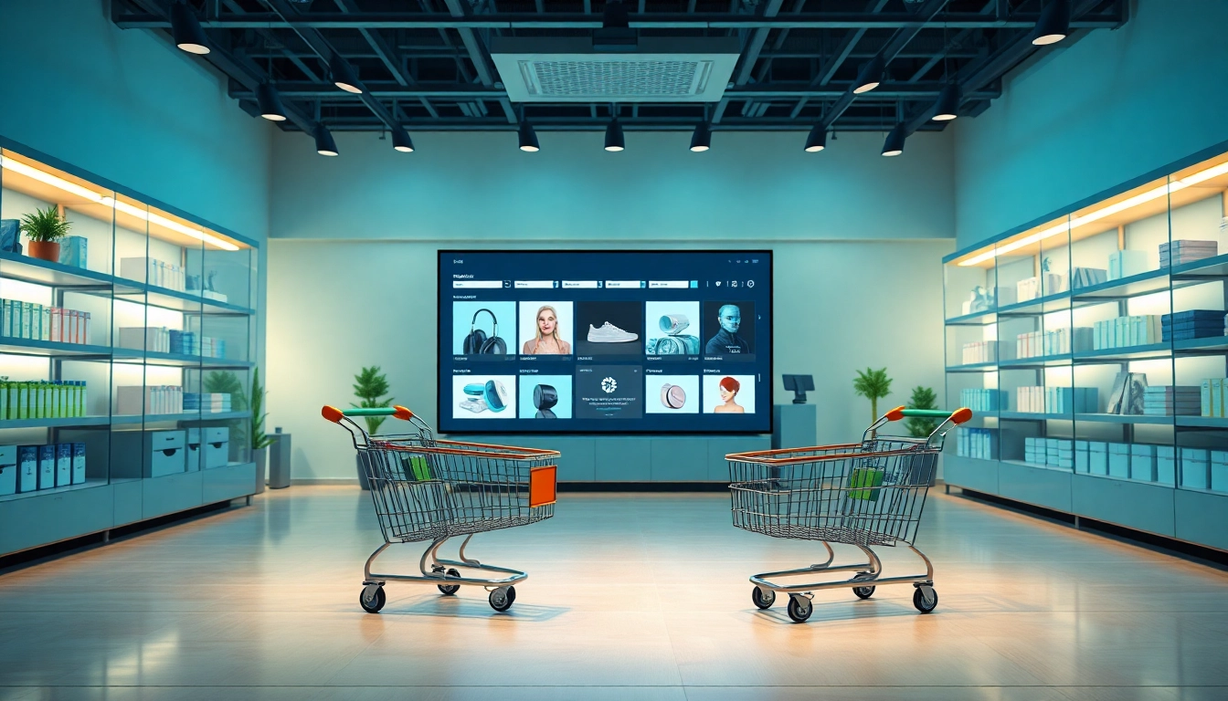 Interactive shopping interface showcasing https://buyingst.com with vibrant designs.