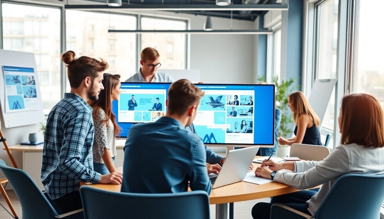 Webflow Agentur team collaborating on innovative web design projects in a modern office.