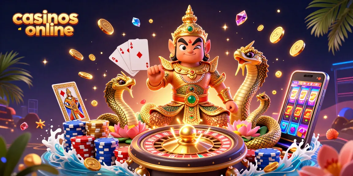 Disfruta de emocionantes juegos en casinos online con esta ilustración vibrante y llena de acción.