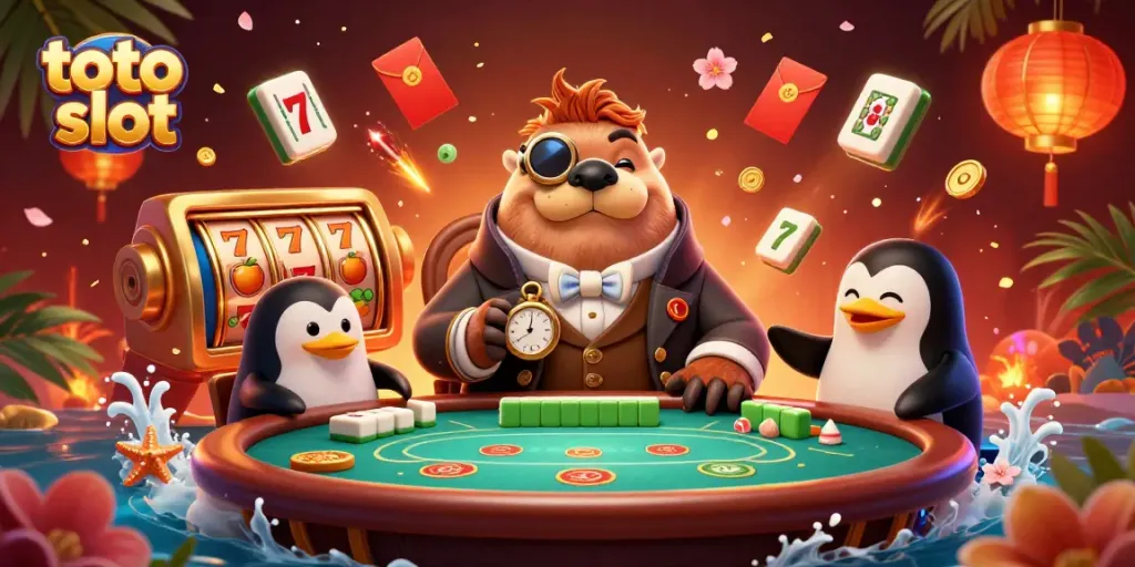 Experience the thrill of toto slot with a jolly walrus, a penguin dealer, and a pufferfish at an exciting underwater casino.
