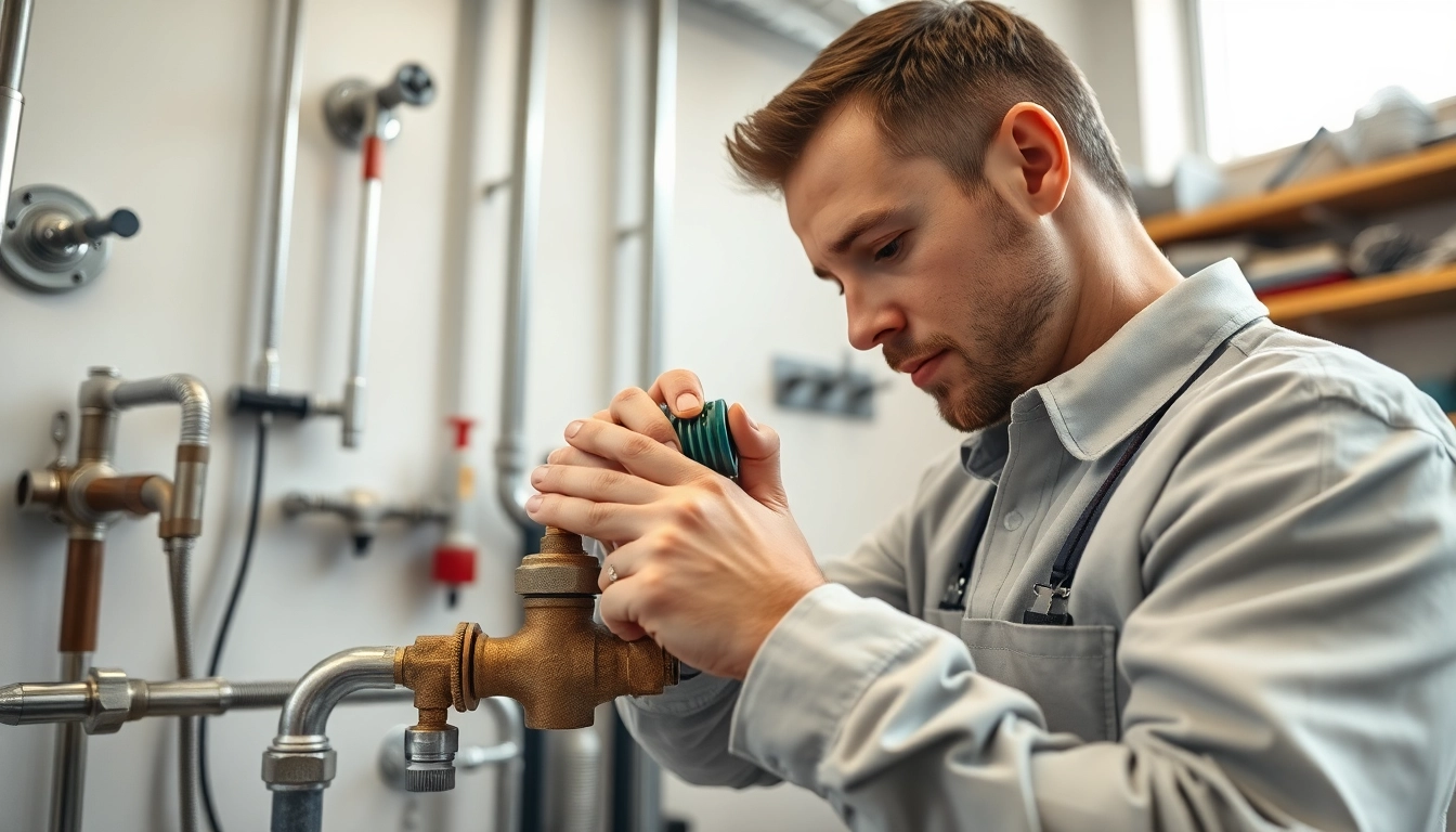 Learn key skills in plumbing apprenticeship with a focused plumber in an organized workshop.