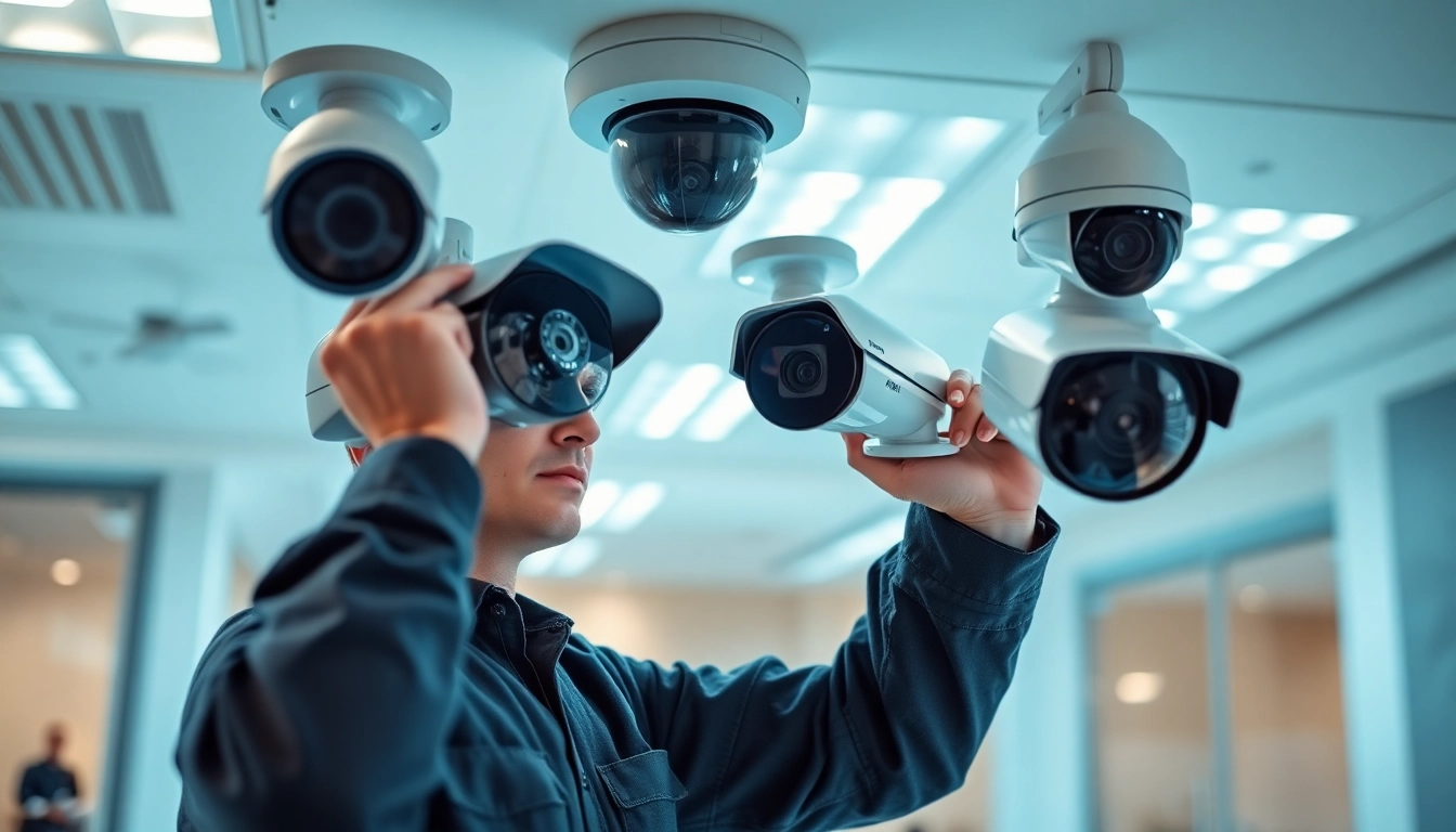 Técnico de seguridad profesional instalando soluciones tecnológicas para una empresa de seguridad