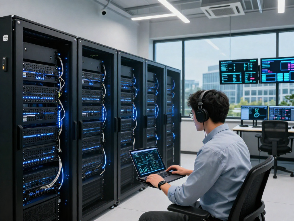 Efficient VPS hosting environment with IT professional monitoring server performance.