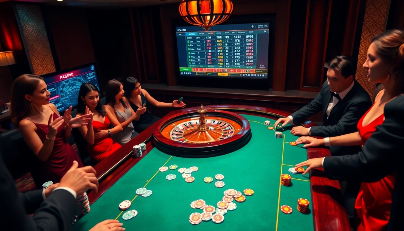 KPI4D players engaged at a luxurious poker table with dynamic action and vibrant atmosphere.