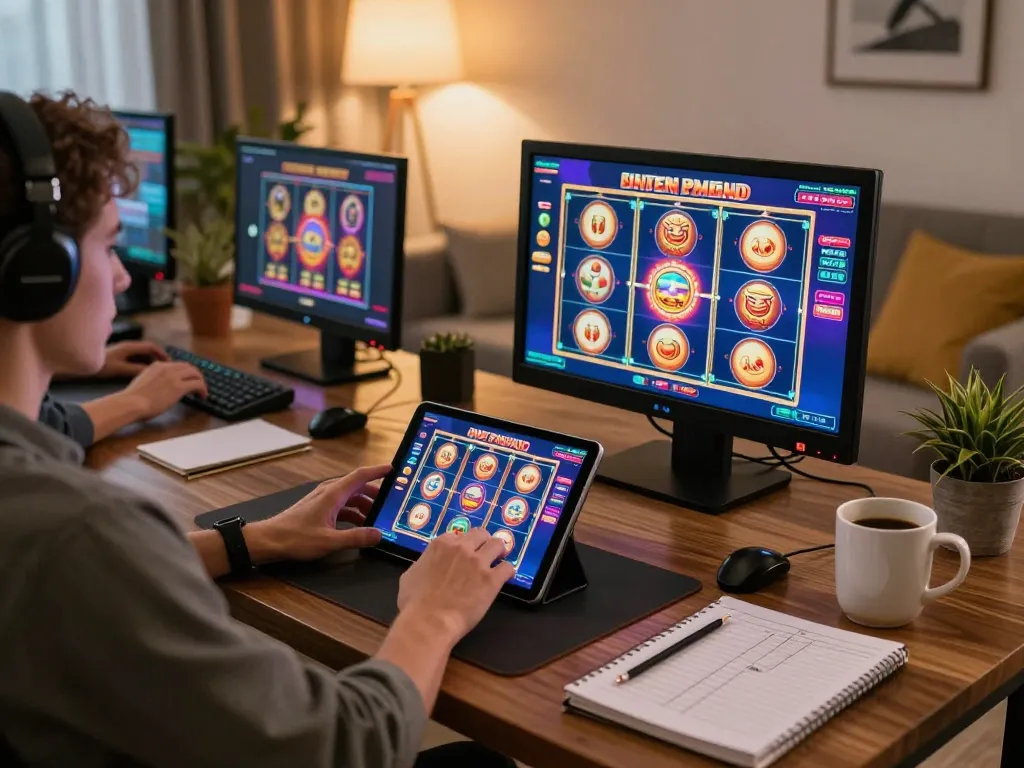Engaging in apk slot bet 50 perak deposit 5000 gameplay on tablet in stylish home setting