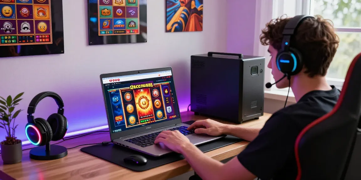 Spaceman88 user engaging with online gaming interface in modern home office
