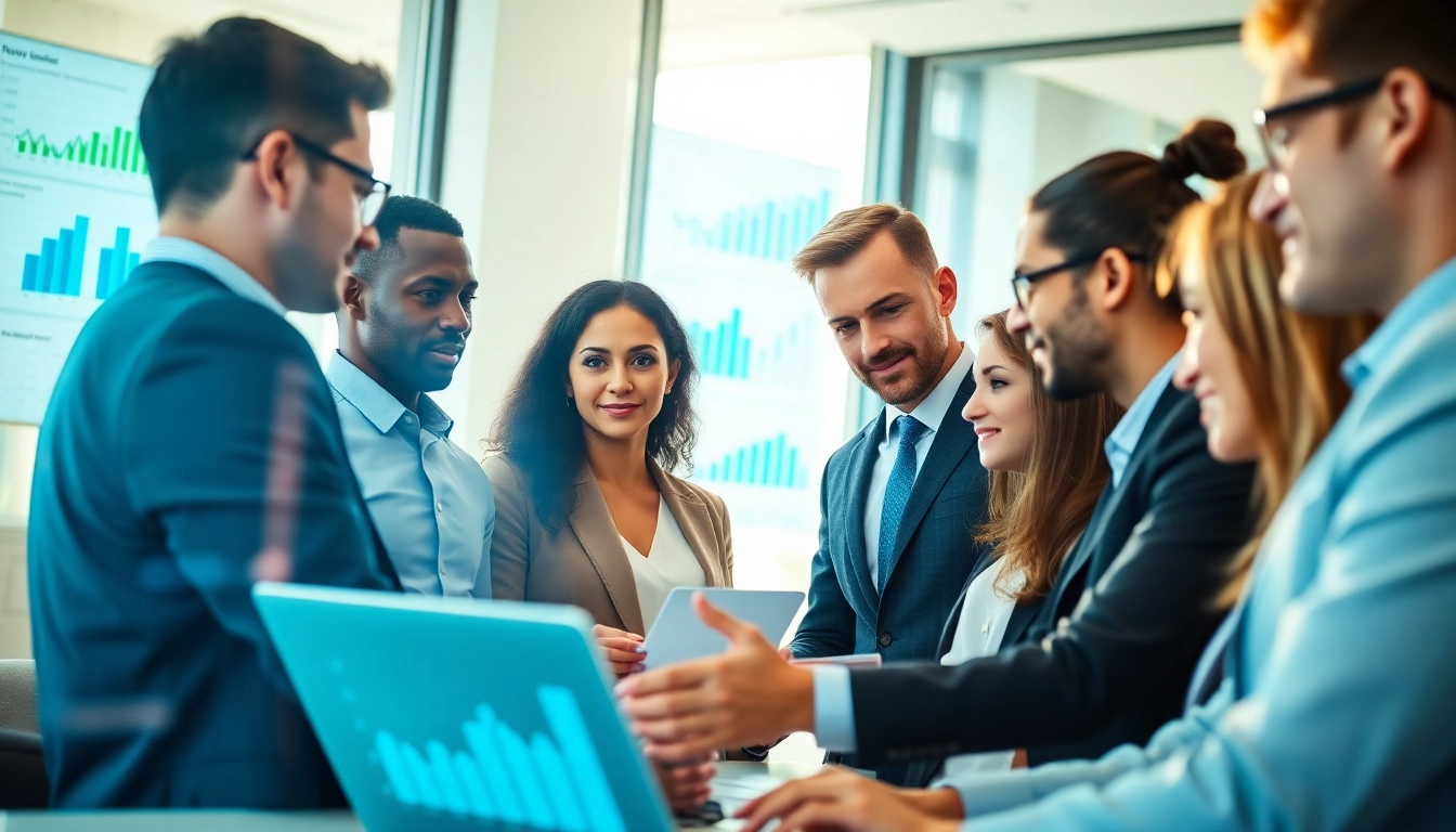Hire experienced B2B sales professionals collaborating in a modern office environment.
