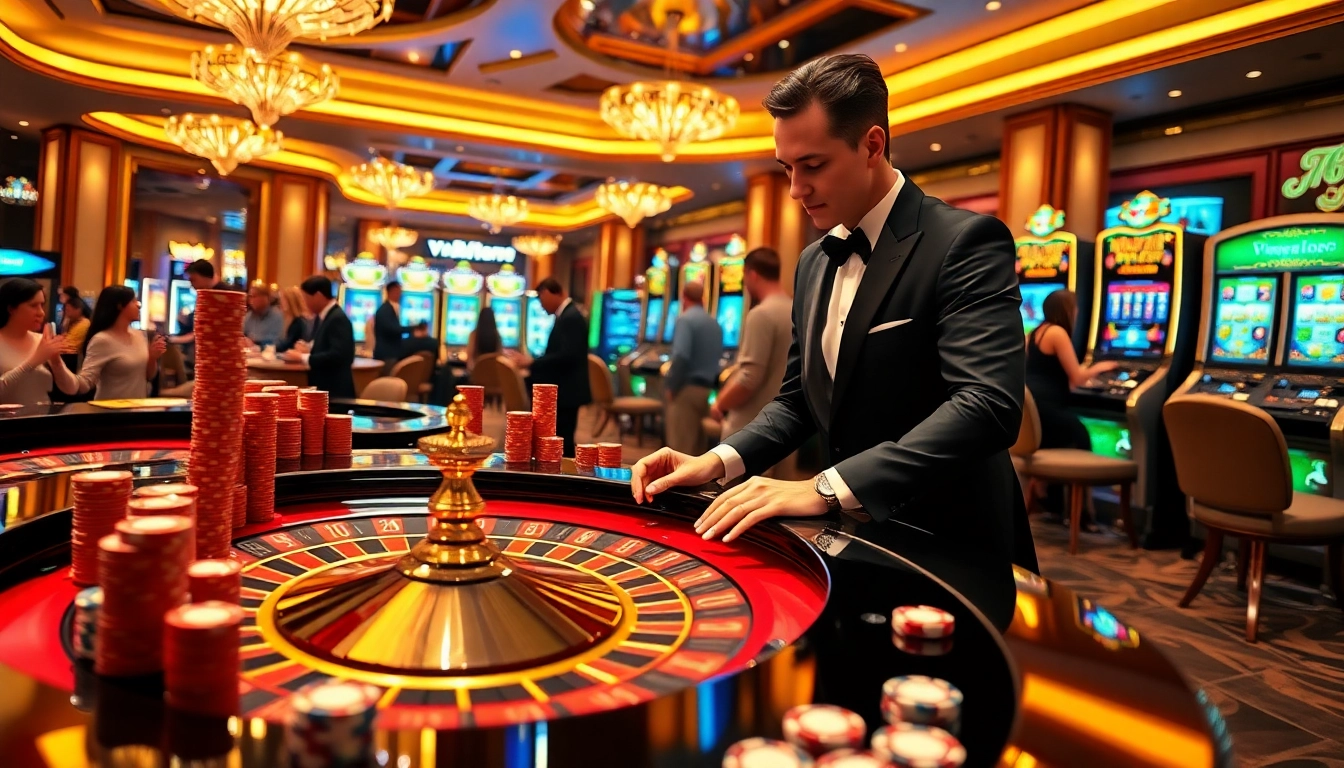 Experience the excitement of gaming at trang chủ 88i with a luxurious roulette table and eager players.