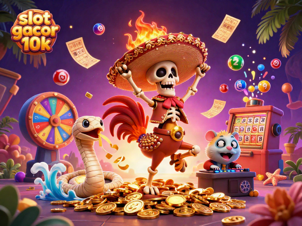 Engage with slot gacor 10k through a festive 3D casino scene full of winnings and excitement.