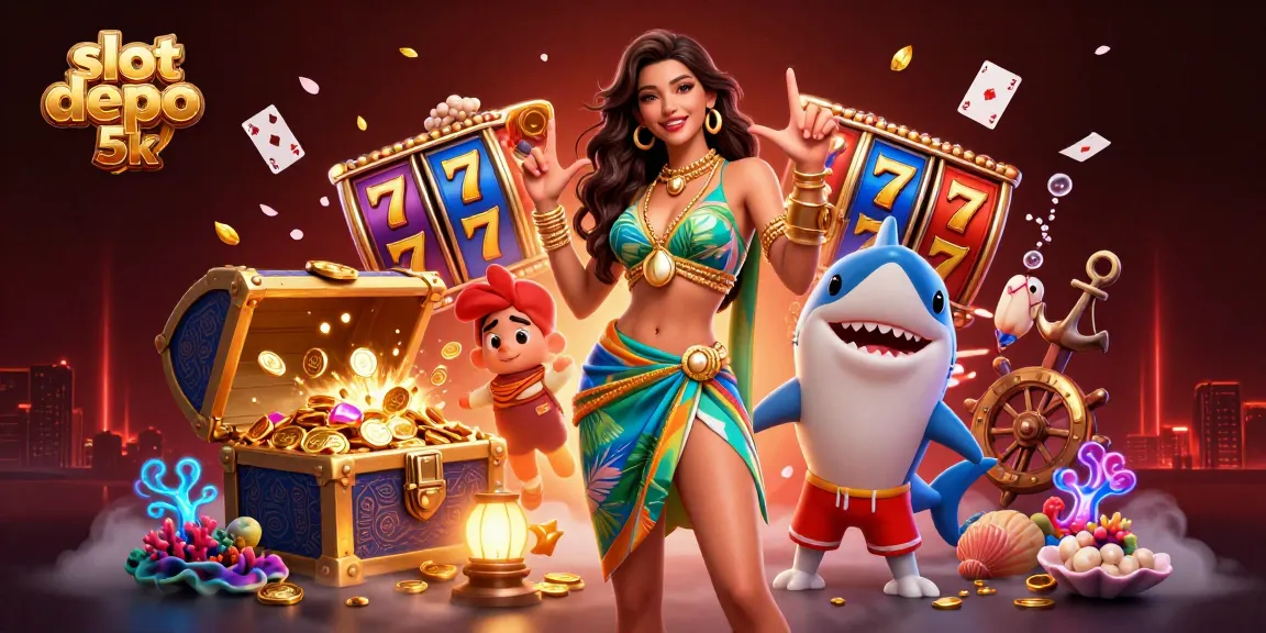 Experience the thrill of slot depo 5k with vibrant visuals and dynamic gameplay elements in a casino scene.