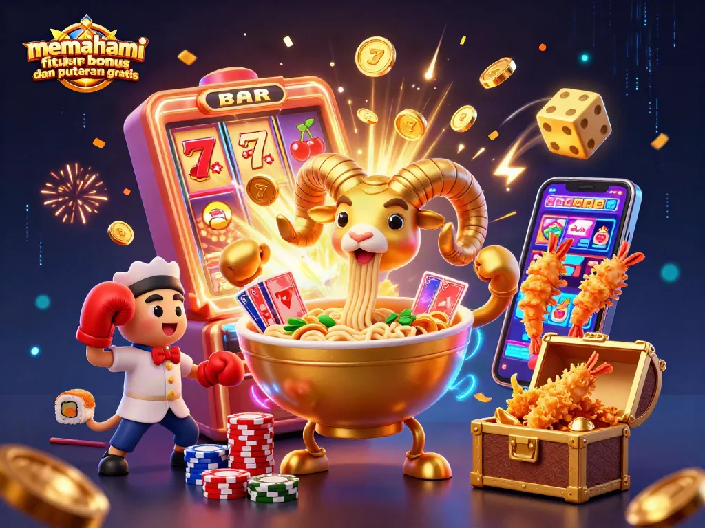 Memahami fitur bonus dan putaran gratis dengan karakter kartun kasino 3D yang dinamis dan jackpot mendebarkan.