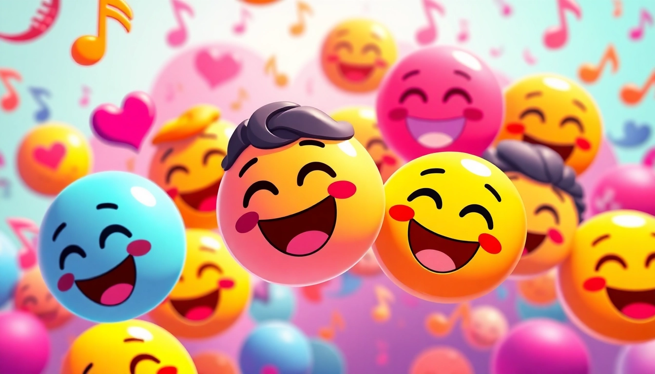Engage with vibrant tiktok emojis in a lively illustration, showcasing their unique shapes and colors.