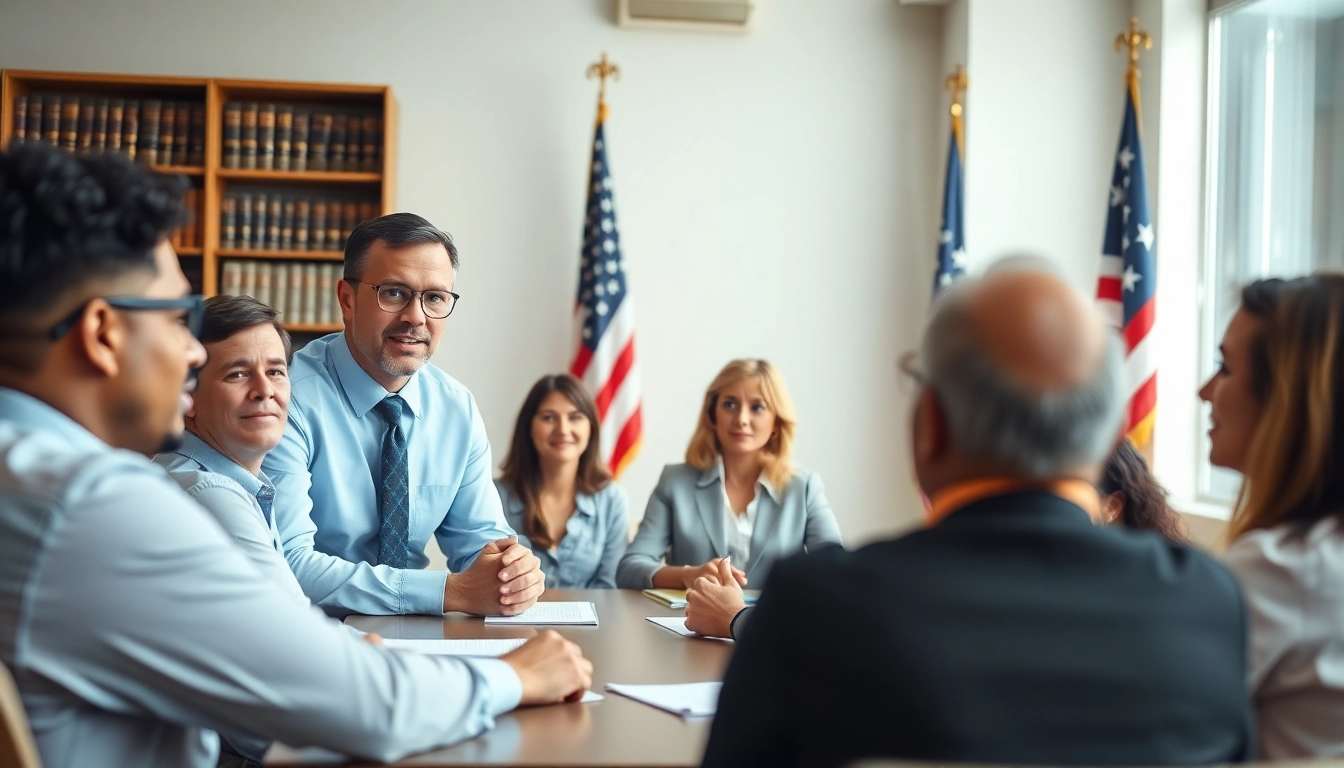 Jacksonville Immigration Lawyer consulting with clients in a professional office setting.