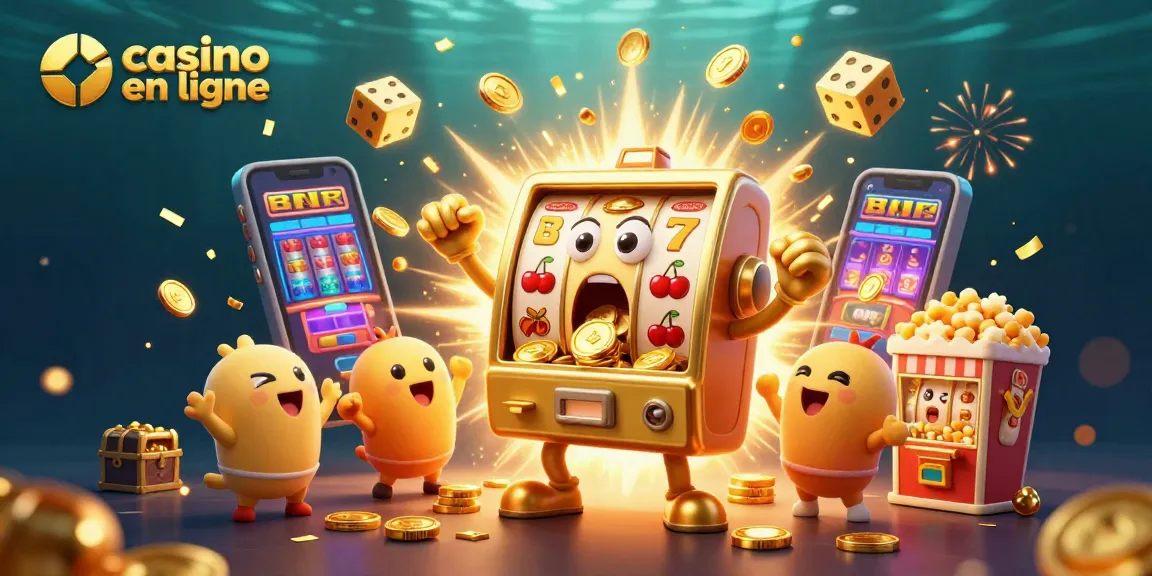 Jouez aux jeux passionnants de casino en ligne avec une machine à sous dorée gagnant le jackpot.