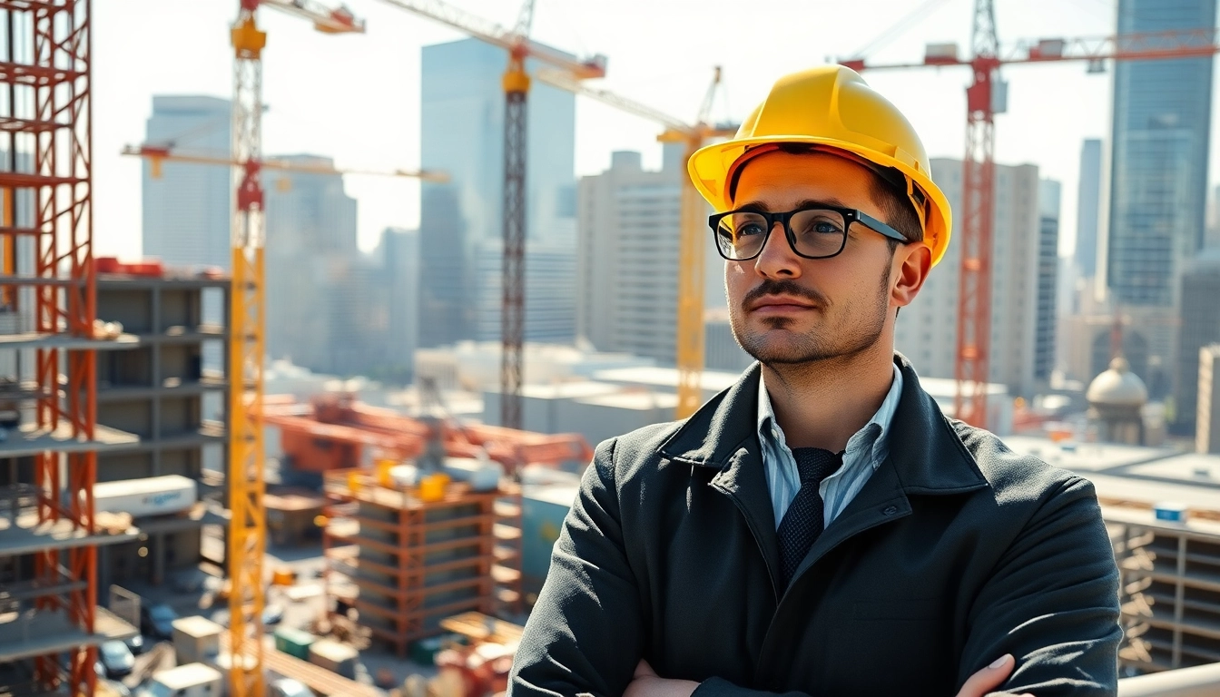 Manhattan Construction Manager directing operations at an active construction site.