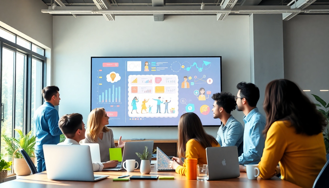 Erkläranimation in einem modernen Büro zeigt ein kreatives Team bei der Arbeit