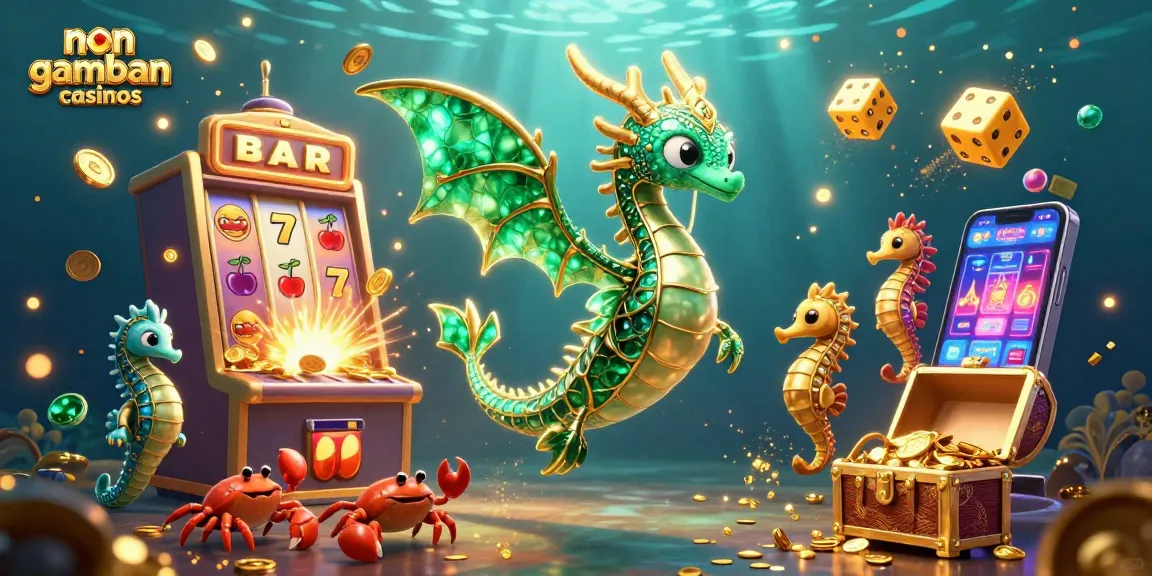 Experience the thrill of non gamban casinos with vibrant underwater casino elements and golden treasure.