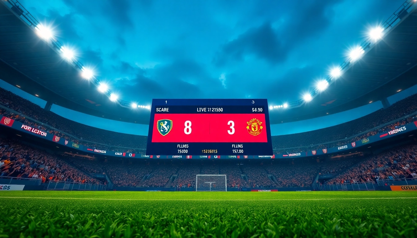 Live football match stats on a scoreboard featuring ผลบอลสด ภาษาไทย thscore, showcasing dynamic sports action.