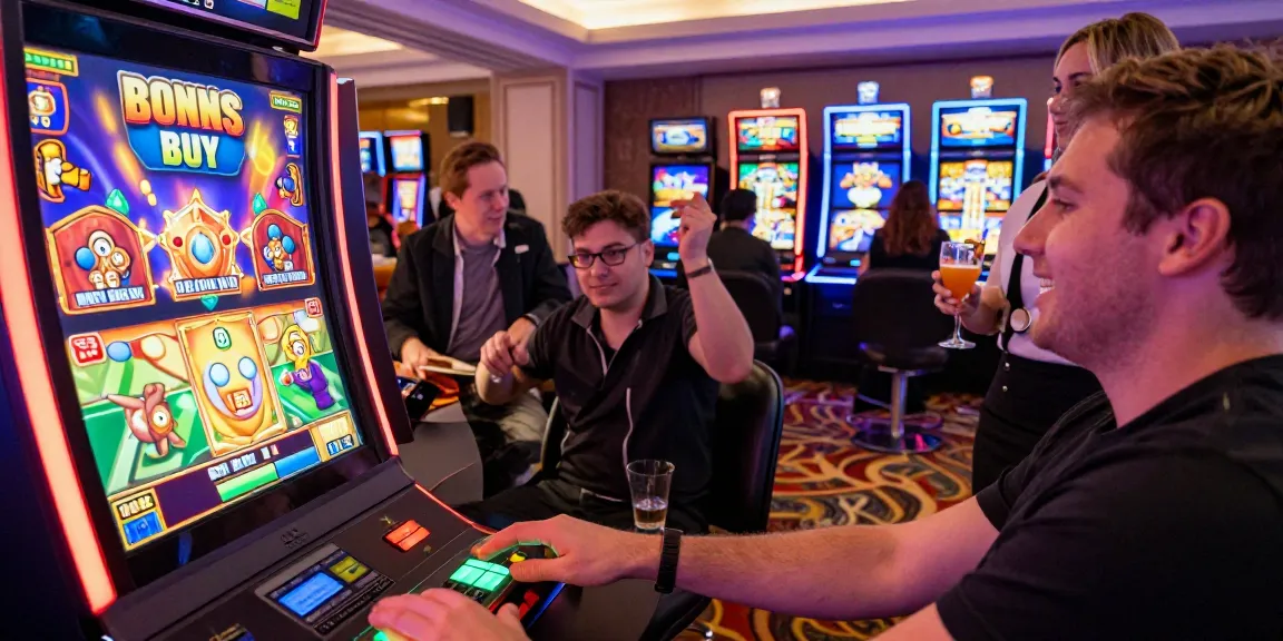 Excited players engaging with Bonus Buy Slots at https://aboutderbyshire.co.uk showcasing vibrant gaming atmosphere.