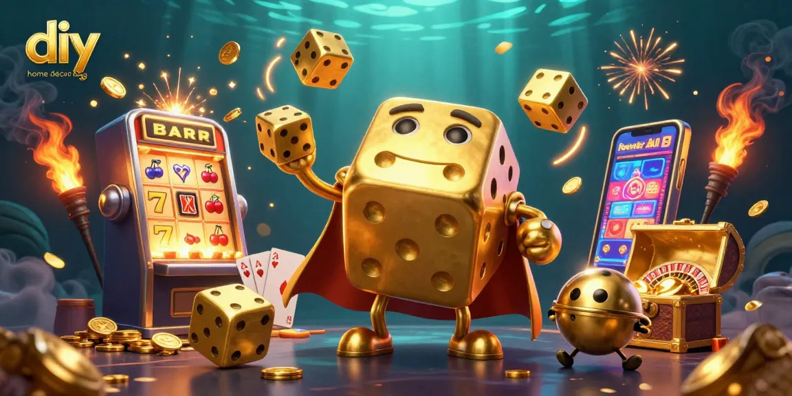 Engage in the vibrant world of a diy home décor blog with lively casino-themed 3D illustration.