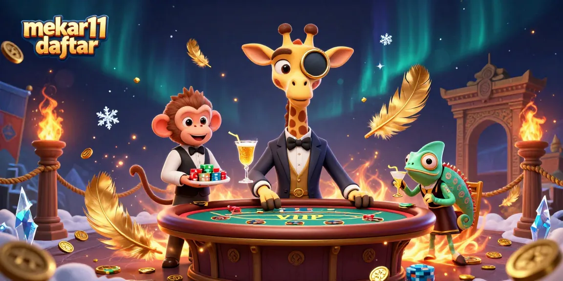 Experience thrilling gameplay with mekar11 daftar featuring a high-roller giraffe at a vibrant casino scene.