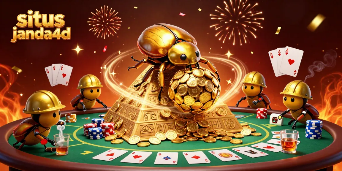 Menggulung bola emas di situs janda4d dengan simbol kasino, burgundy cerah.