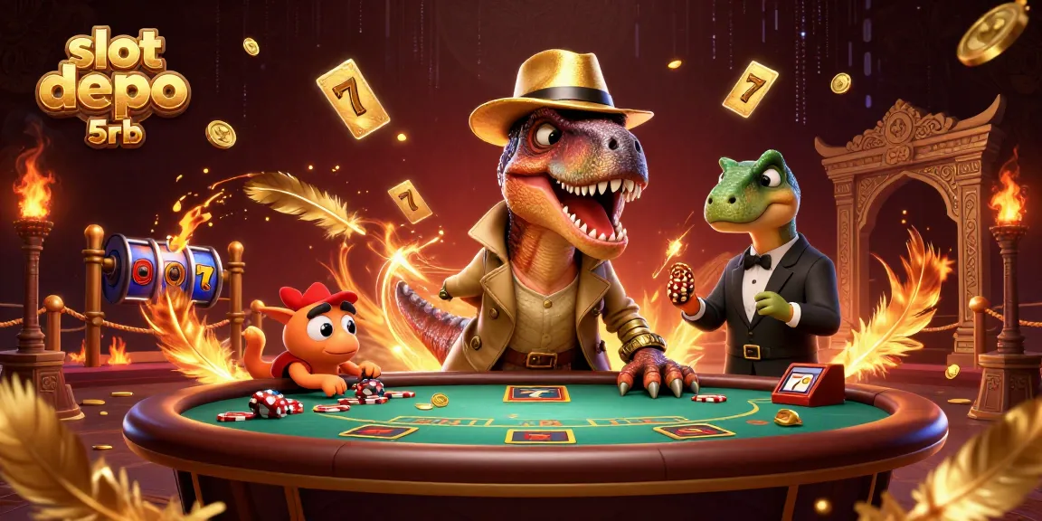 Experience thrilling gameplay at slot depo 5rb with a vibrant casino scene featuring engaging characters and elements.