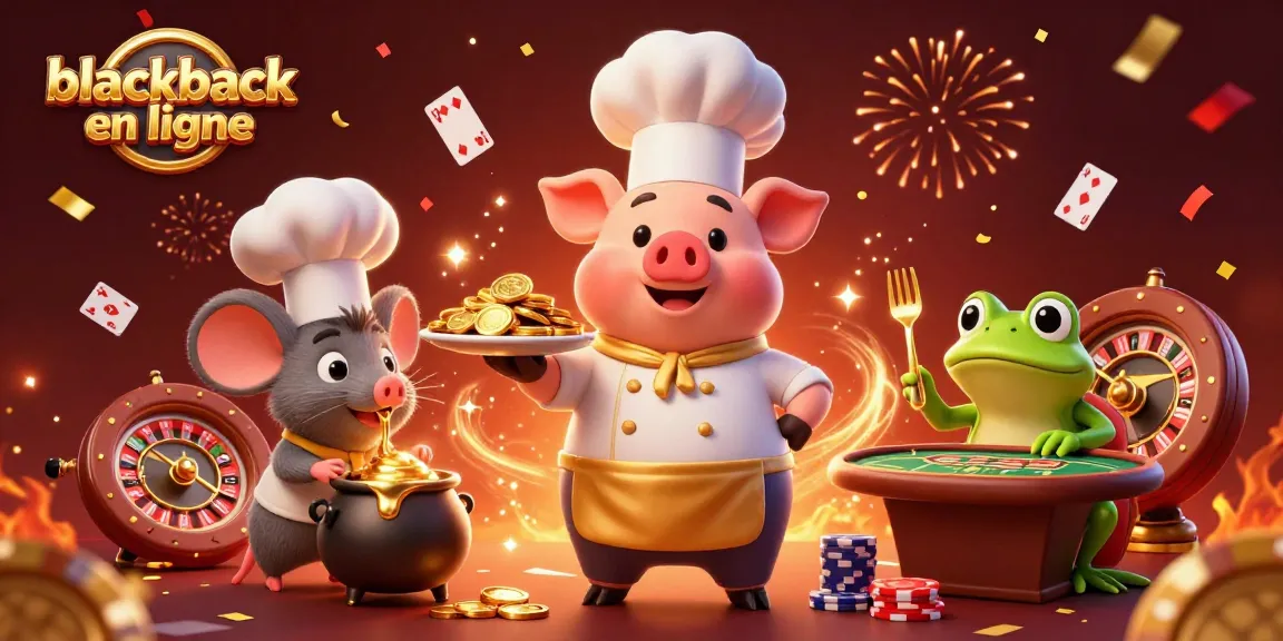 Jouez au blackjack en ligne dans un casino virtuel, avec des jetons et des cartes éparpillés.