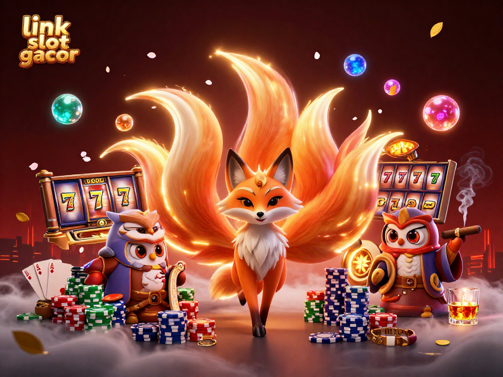 Engage with the excitement of link slot gacor in this vibrant 3D illustration showcasing colorful characters and dynamic gaming elements.