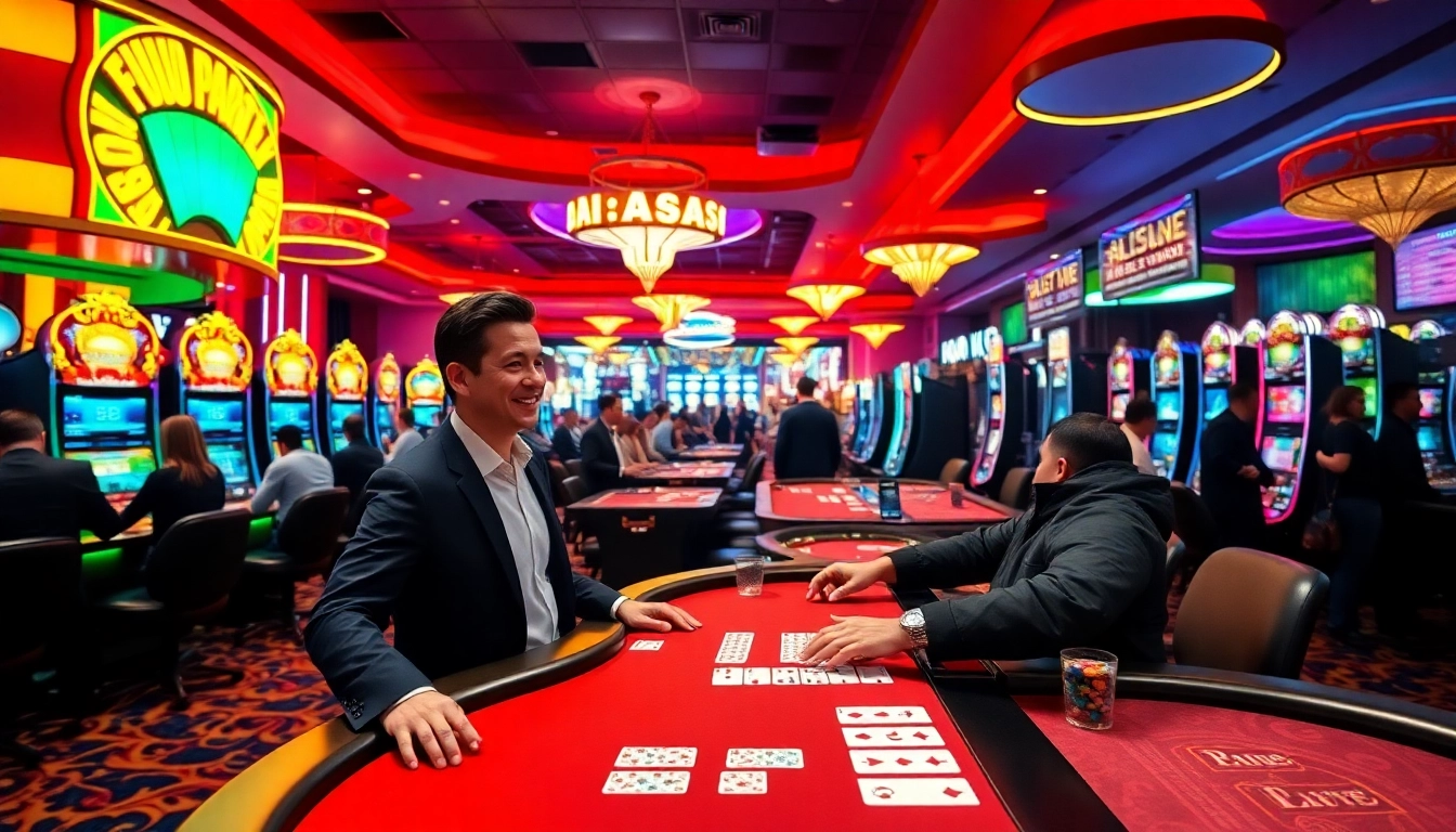 Menampilkan permainan di Planet77 Daftar dengan dealer ramah dan suasana casino yang energik.