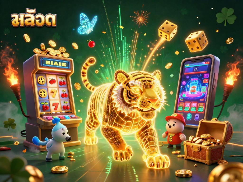 Play สล็อต with thrilling slot machines and vibrant casino energy in this captivating illustration.
