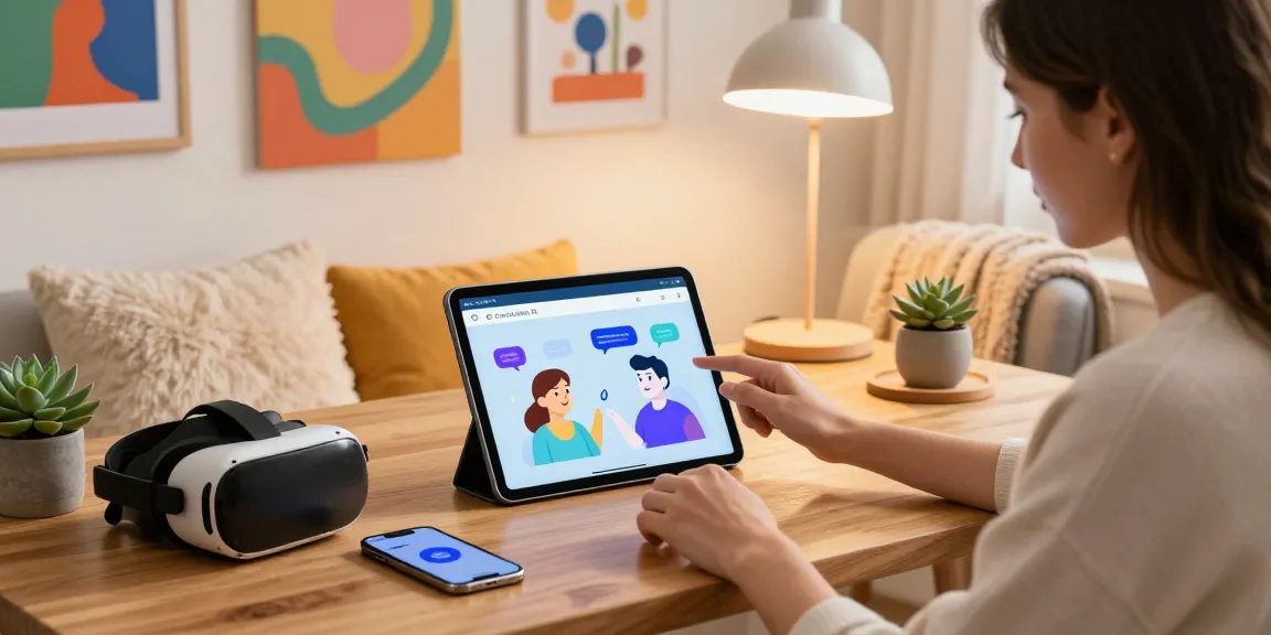 Engaging Crushon AI chat interaction in a welcoming modern space with animated characters.