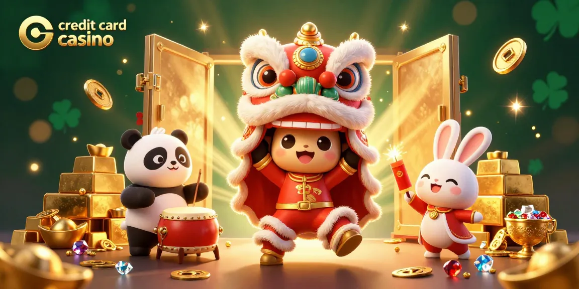 Experience the excitement of a credit card casino with vibrant characters and dazzling treasures in a lively 3D scene.