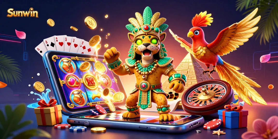 Engage with Sunwin's thrilling slot games featuring dynamic characters and vibrant casino elements.