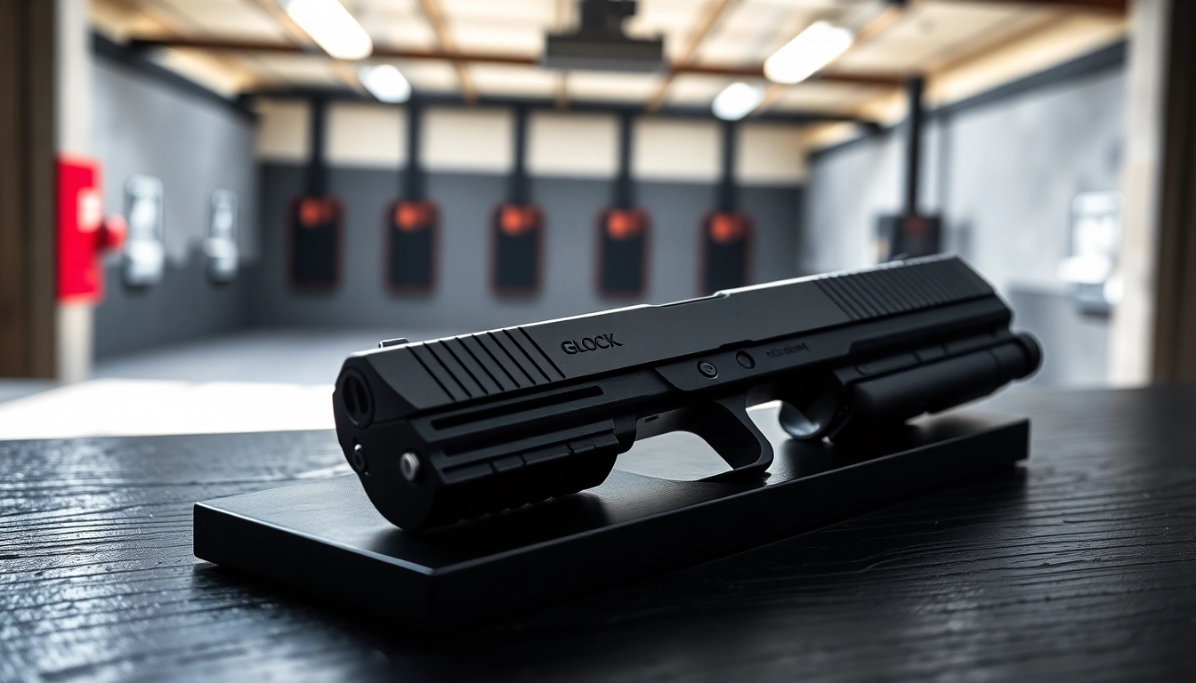 View of a Glock 19 slide mos showcasing its metallic finish and detailed craftsmanship.