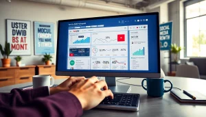 Enhance your YouTube smm panel experience with a modern computer setup showcasing social media metrics.