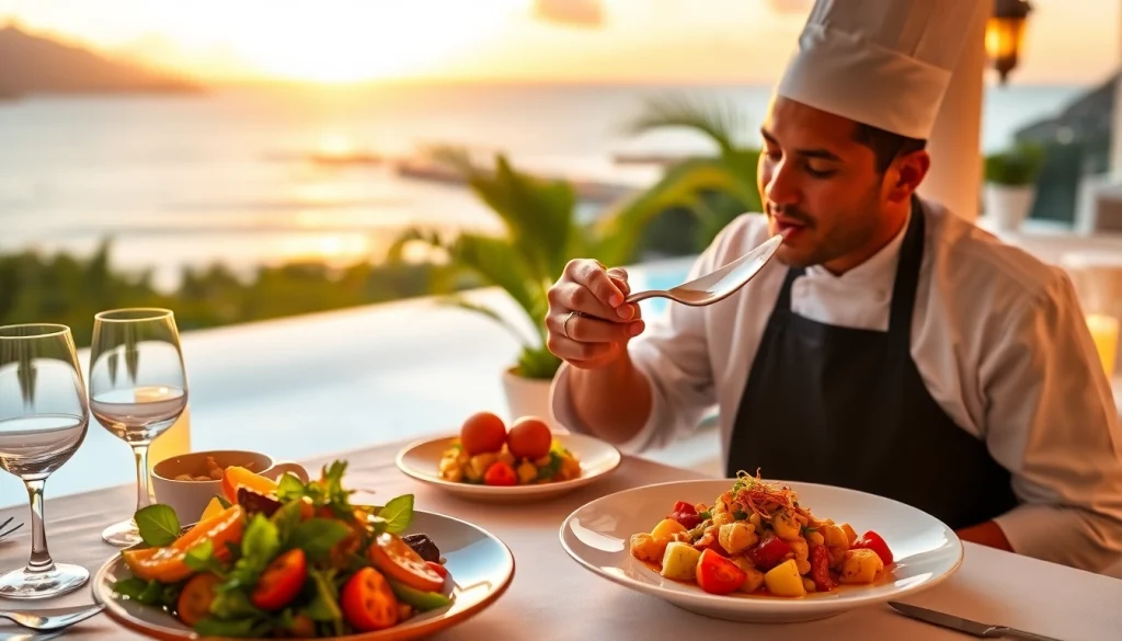Chef creating culinary delights as part of St Martin Private Chef services in a luxurious villa.